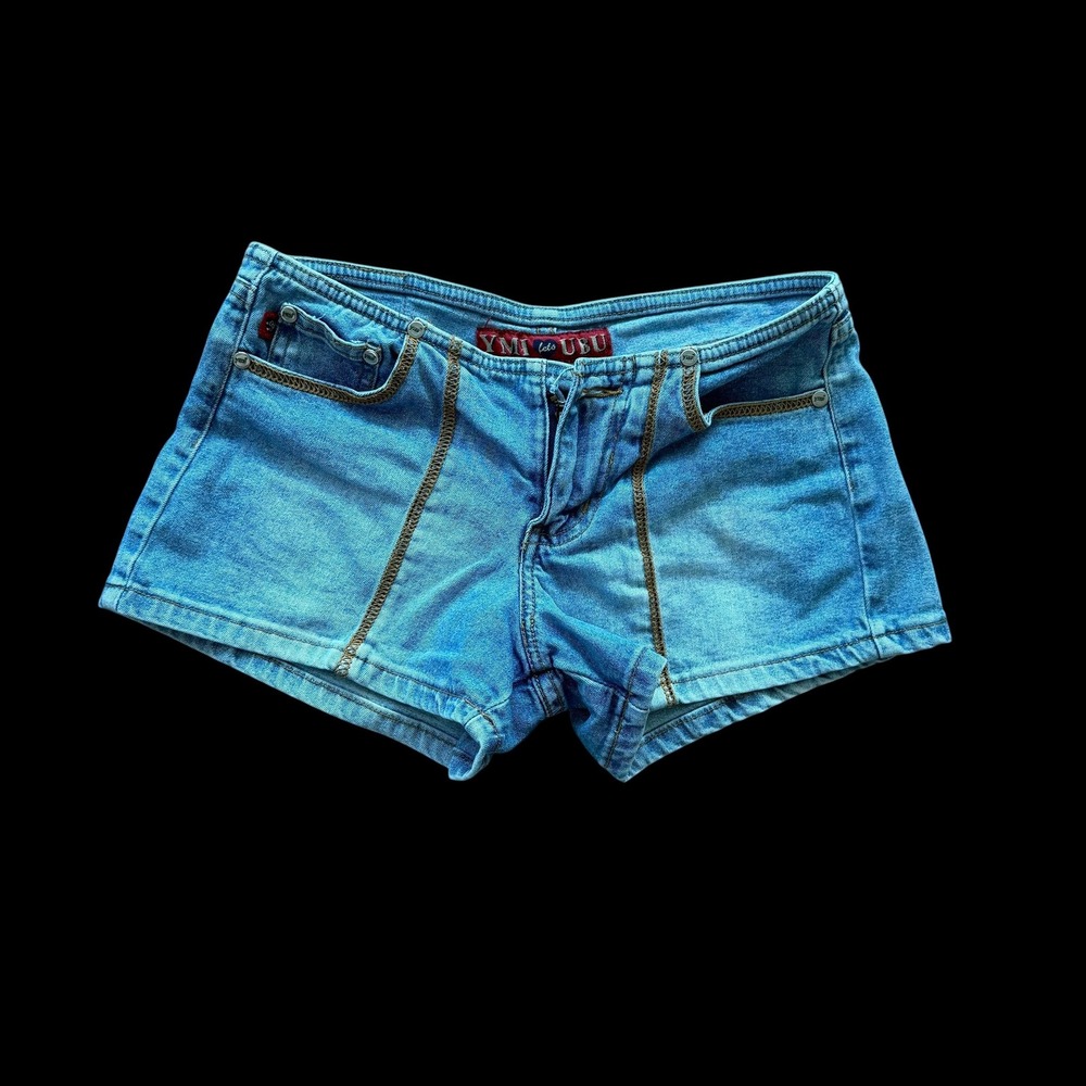YMI Lets UBU Y2K Denim Shorts Contrast Stitch Low Rise Size 0